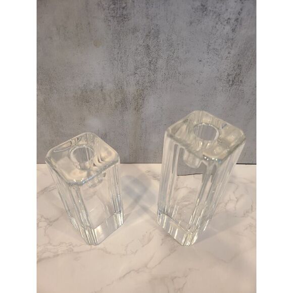 Kosta Boda Anna Ehrner Candleholders Swedish crystal Pillar Set Number Signed - Picture 6 of 11